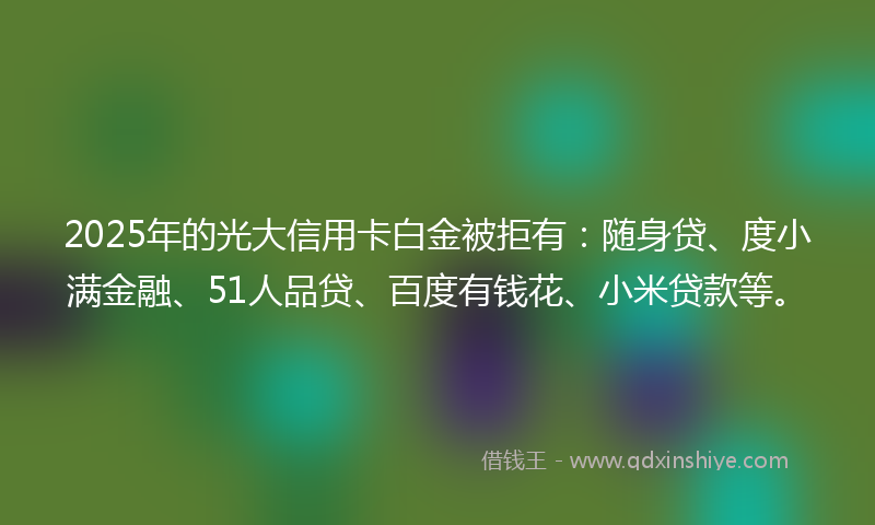 2025年的光大信用卡白金被拒有：随身贷、度小满金融、51人品贷、百度有钱花、小米贷款等。