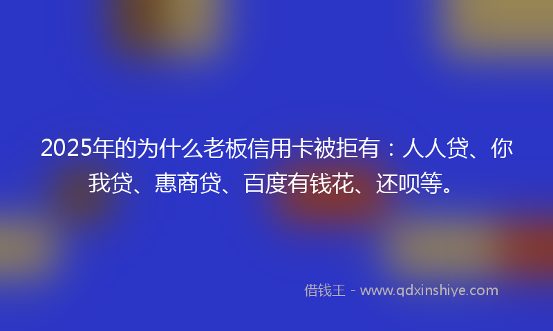 2025年的为什么老板信用卡被拒有：人人贷、你我贷、惠商贷、百度有钱花、还呗等。