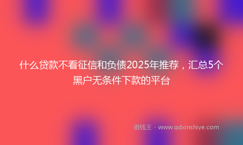 什么贷款不看征信和负债2025年推荐，汇总5个黑户无条件下款的平台