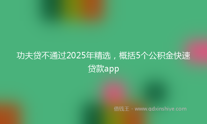 功夫贷不通过2025年精选，概括5个公积金快速贷款app