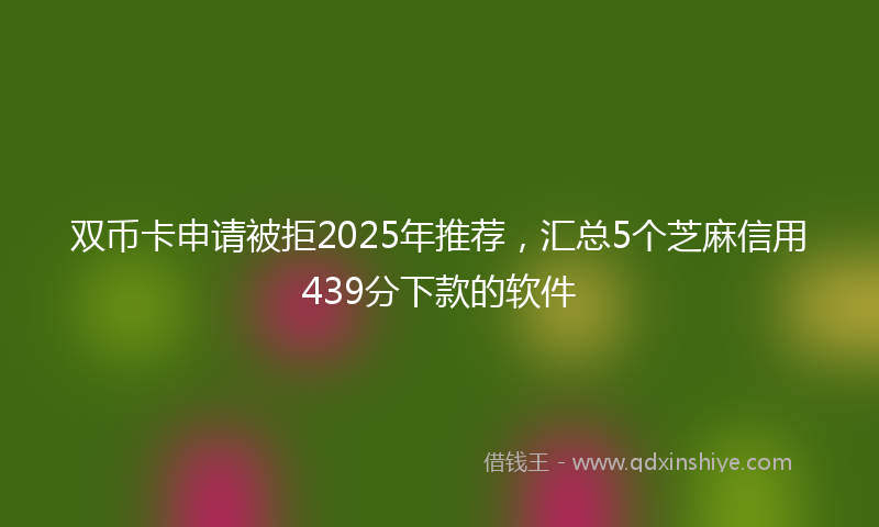 双币卡申请被拒2025年推荐，汇总5个芝麻信用439分下款的软件