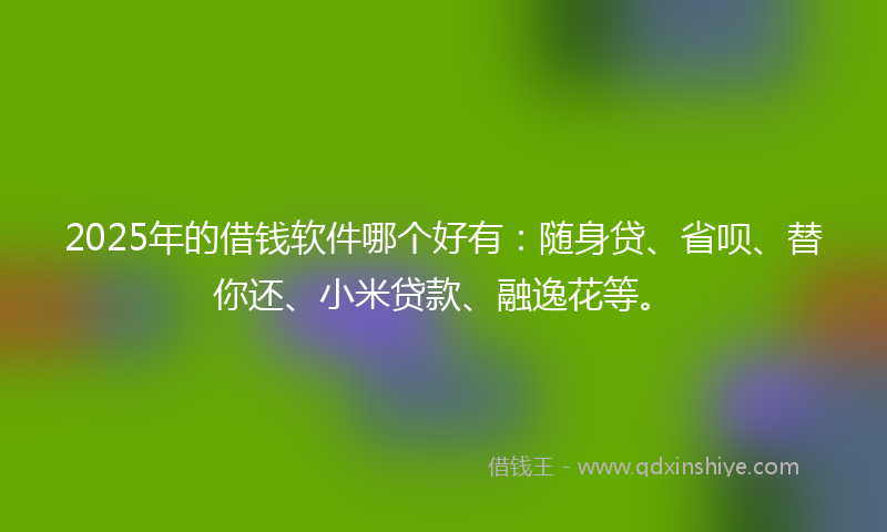2025年的借钱软件哪个好有：随身贷、省呗、替你还、小米贷款、融逸花等。
