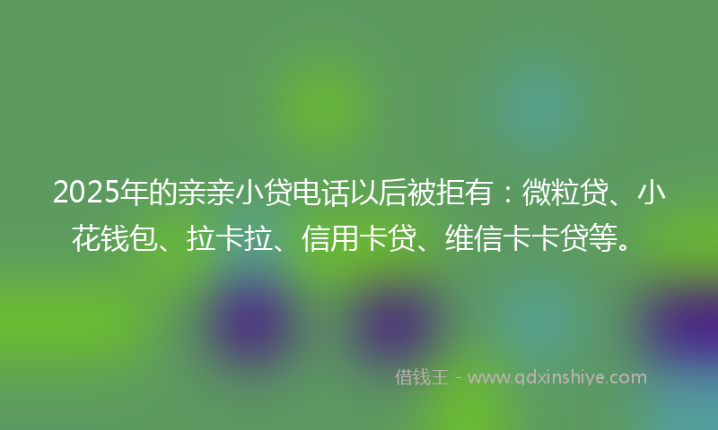 2025年的亲亲小贷电话以后被拒有：微粒贷、小花钱包、拉卡拉、信用卡贷、维信卡卡贷等。