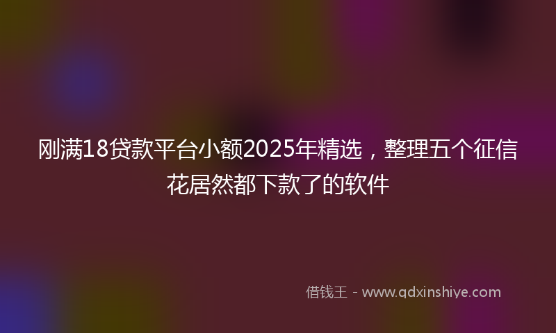 刚满18贷款平台小额2025年精选，整理五个征信花居然都下款了的软件