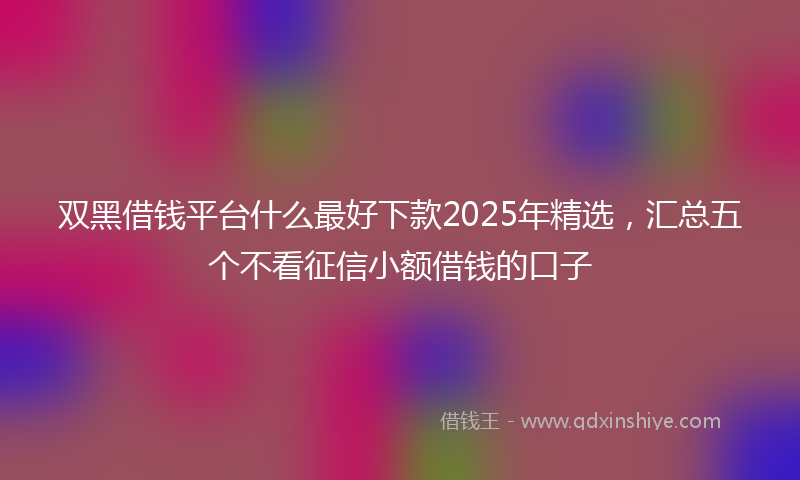 双黑借钱平台什么最好下款2025年精选，汇总五个不看征信小额借钱的口子