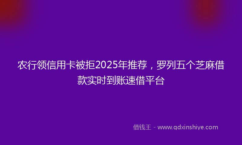 农行领信用卡被拒2025年推荐，罗列五个芝麻借款实时到账速借平台