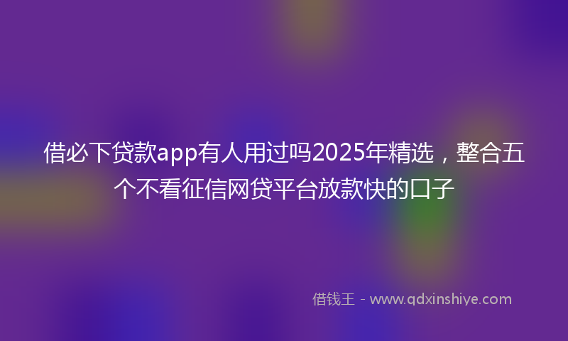 借必下贷款app有人用过吗2025年精选，整合五个不看征信网贷平台放款快的口子