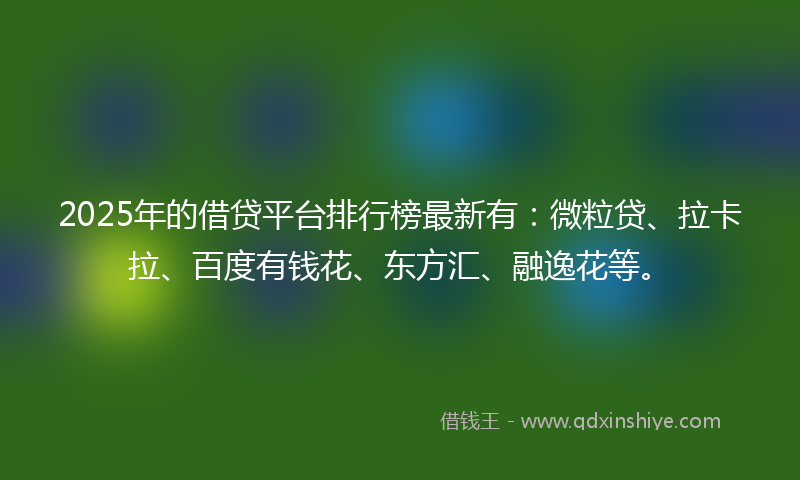 2025年的借贷平台排行榜最新有：微粒贷、拉卡拉、百度有钱花、东方汇、融逸花等。