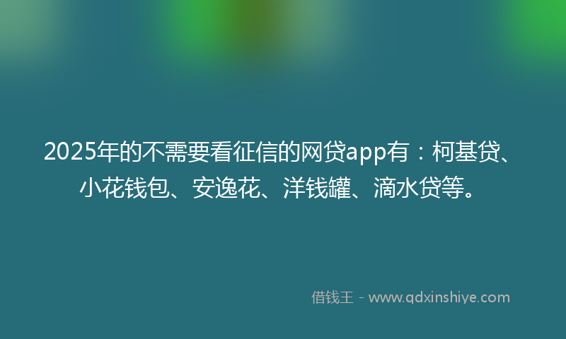 2025年的不需要看征信的网贷app有：柯基贷、小花钱包、安逸花、洋钱罐、滴水贷等。