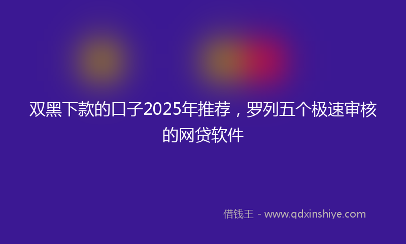 双黑下款的口子2025年推荐，罗列五个极速审核的网贷软件