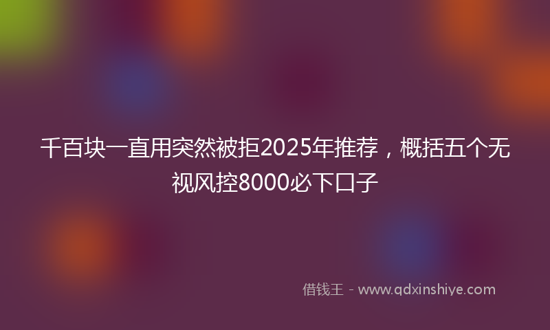 千百块一直用突然被拒2025年推荐，概括五个无视风控8000必下口子