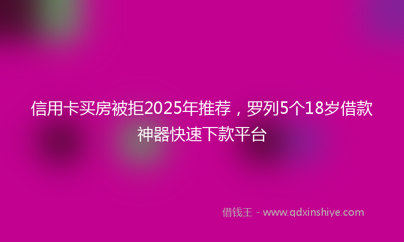 信用卡买房被拒2025年推荐，罗列5个18岁借款神器快速下款平台