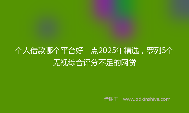 个人借款哪个平台好一点2025年精选，罗列5个无视综合评分不足的网贷
