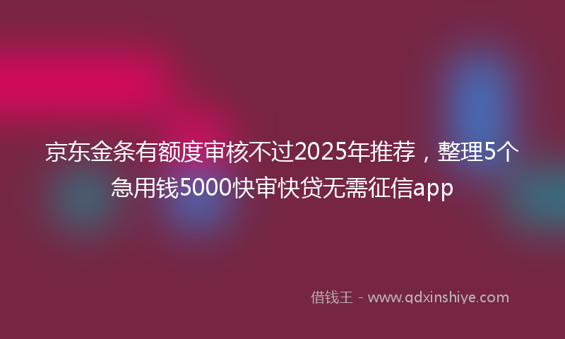京东金条有额度审核不过2025年推荐，整理5个急用钱5000快审快贷无需征信app