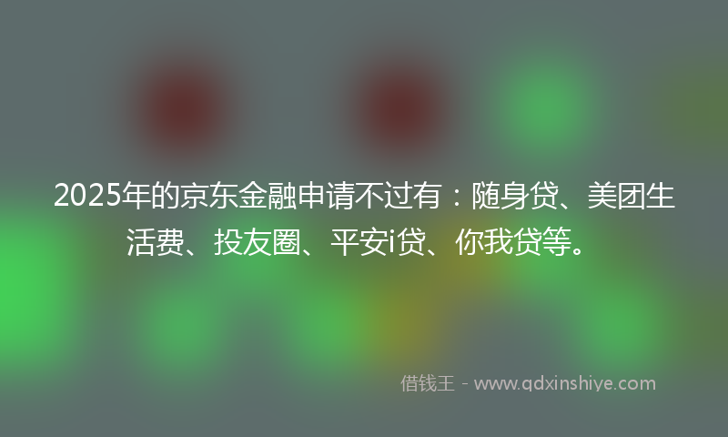 2025年的京东金融申请不过有：随身贷、美团生活费、投友圈、平安i贷、你我贷等。