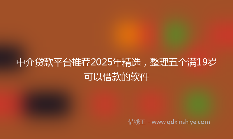 中介贷款平台推荐2025年精选，整理五个满19岁可以借款的软件