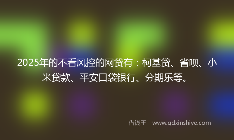 2025年的不看风控的网贷有：柯基贷、省呗、小米贷款、平安口袋银行、分期乐等。