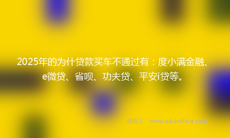 2025年的为什贷款买车不通过有：度小满金融、e微贷、省呗、功夫贷、平安i贷等。
