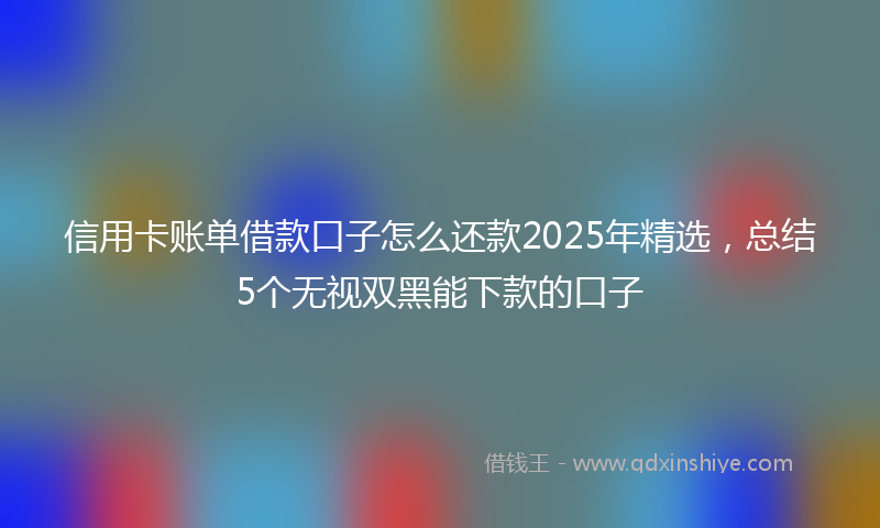 信用卡账单借款口子怎么还款2025年精选，总结5个无视双黑能下款的口子