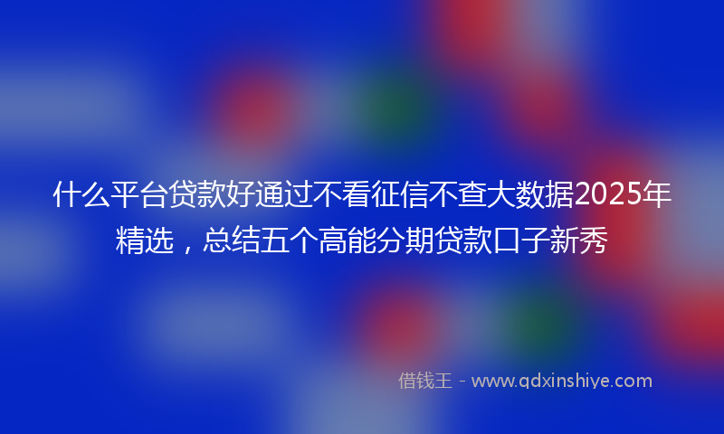 什么平台贷款好通过不看征信不查大数据2025年精选,总结五个高能分期贷款口子新秀