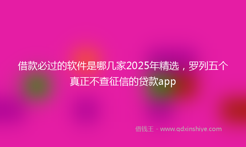 借款必过的软件是哪几家2025年精选，罗列五个真正不查征信的贷款app