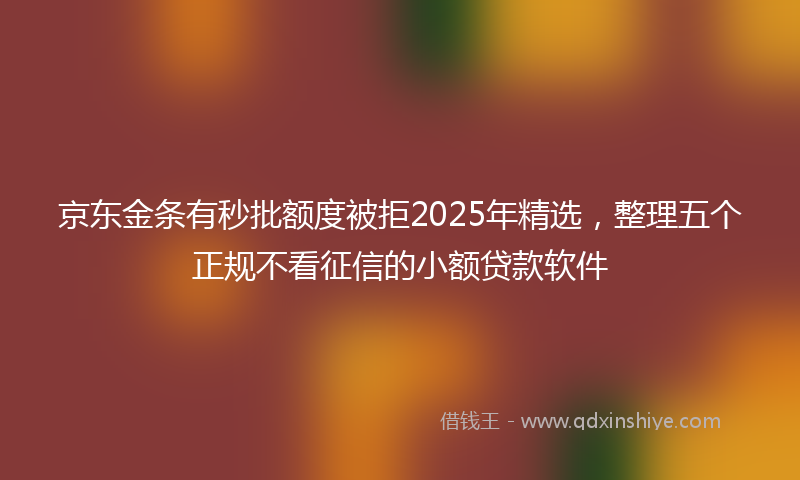 京东金条有秒批额度被拒2025年精选，整理五个正规不看征信的小额贷款软件