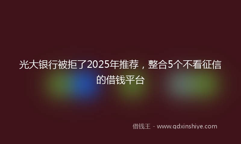 光大银行被拒了2025年推荐，整合5个不看征信的借钱平台