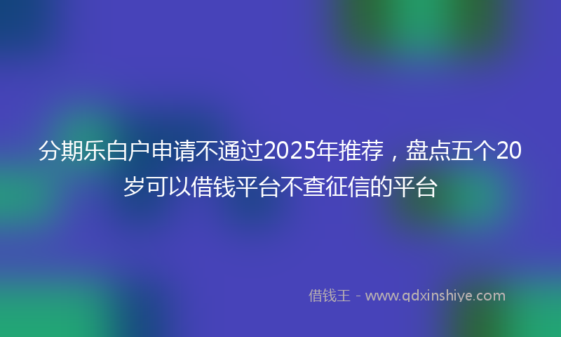 分期乐白户申请不通过2025年推荐，盘点五个20岁可以借钱平台不查征信的平台