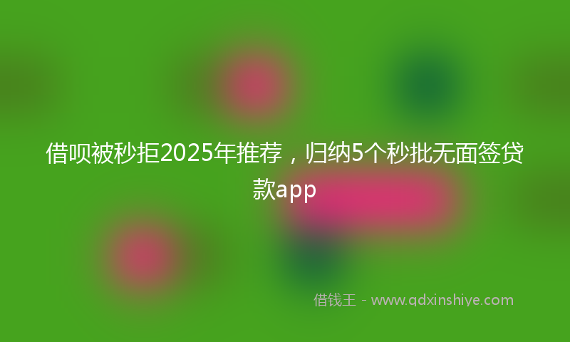 借呗被秒拒2025年推荐，归纳5个秒批无面签贷款app