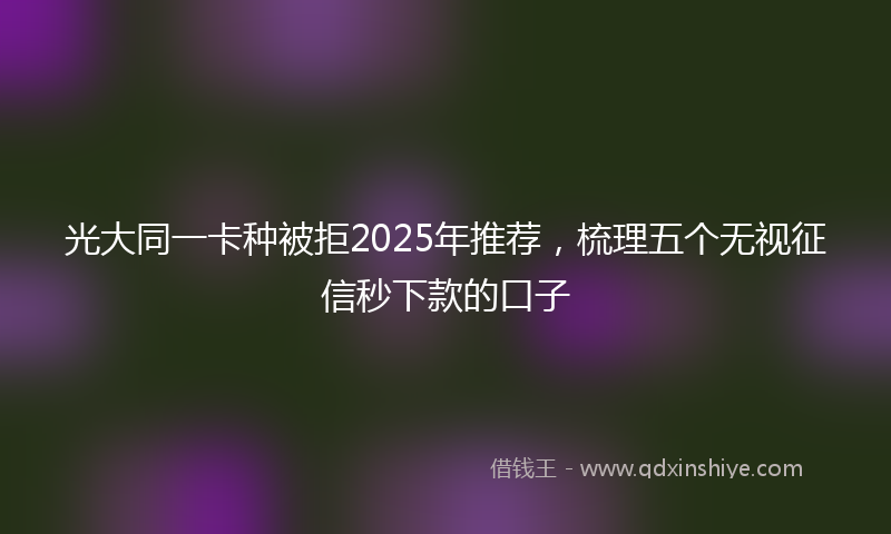 光大同一卡种被拒2025年推荐，梳理五个无视征信秒下款的口子