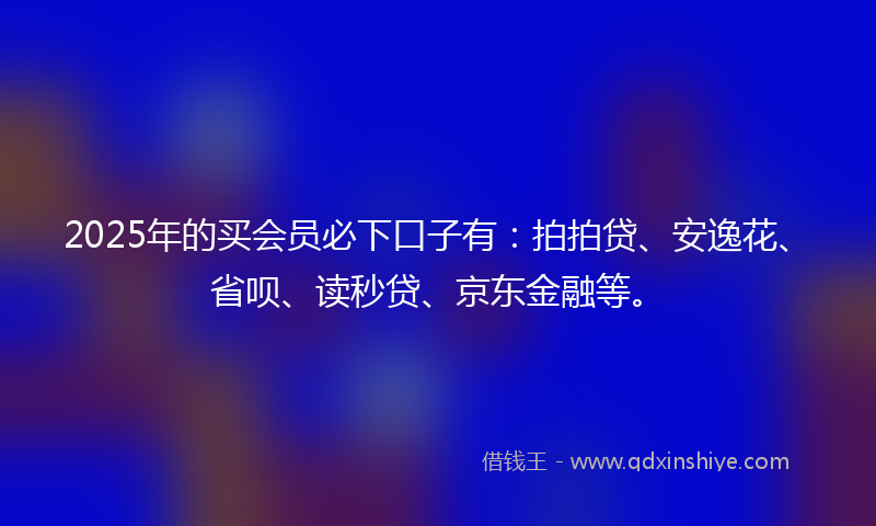 2025年的买会员必下口子有：拍拍贷、安逸花、省呗、读秒贷、京东金融等。
