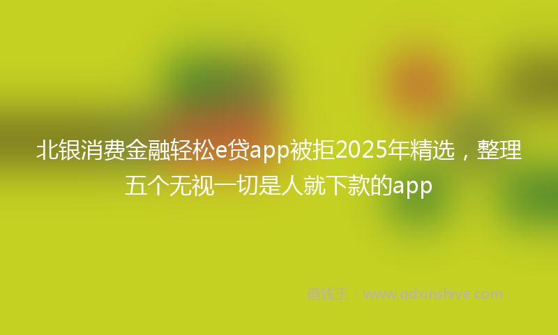 北银消费金融轻松e贷app被拒2025年精选，整理五个无视一切是人就下款的app
