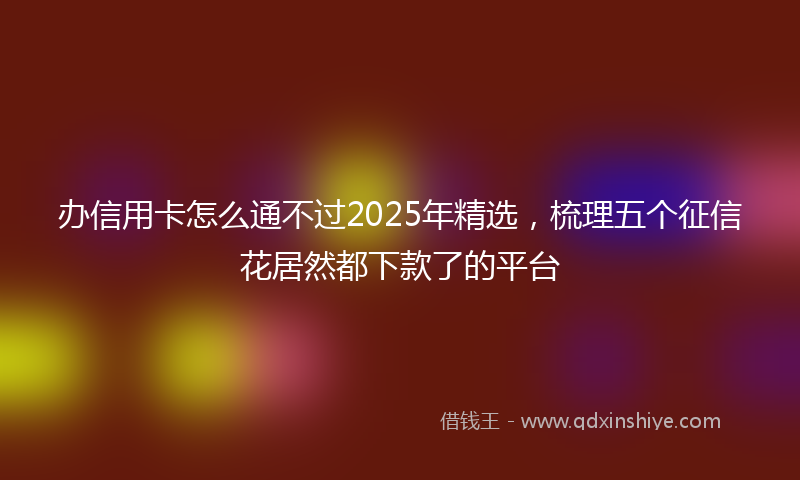 办信用卡怎么通不过2025年精选，梳理五个征信花居然都下款了的平台