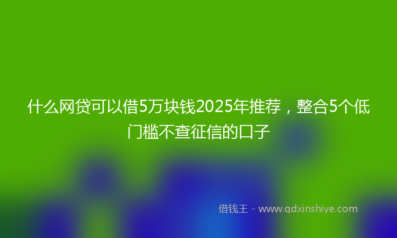 什么网贷可以借5万块钱2025年推荐，整合5个低门槛不查征信的口子