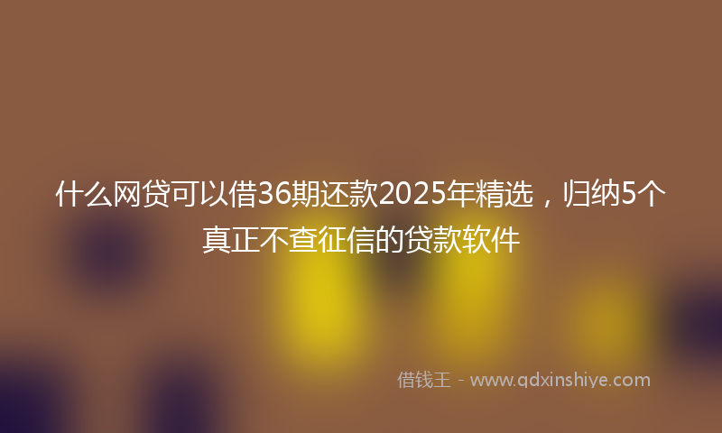 什么网贷可以借36期还款2025年精选，归纳5个真正不查征信的贷款软件