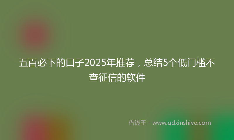 五百必下的口子2025年推荐,总结5个低门槛不查征信的软件