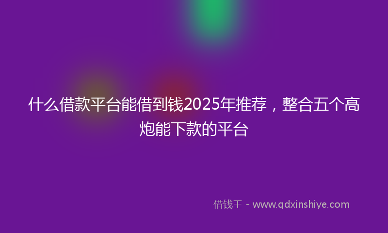 什么借款平台能借到钱2025年推荐，整合五个高炮能下款的平台
