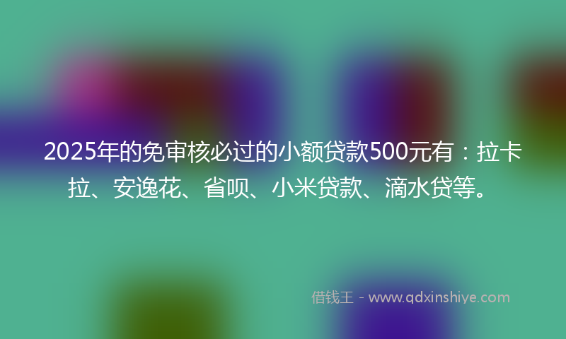 2025年的免审核必过的小额贷款500元有：拉卡拉、安逸花、省呗、小米贷款、滴水贷等。
