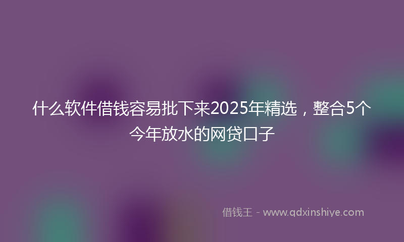 什么软件借钱容易批下来2025年精选，整合5个今年放水的网贷口子