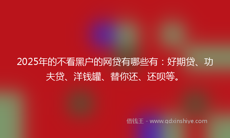 2025年的不看黑户的网贷有哪些有：好期贷、功夫贷、洋钱罐、替你还、还呗等。