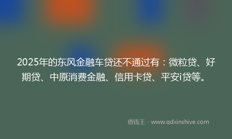 2025年的东风金融车贷还不通过有：微粒贷、好期贷、中原消费金融、信用卡贷、平安i贷等。