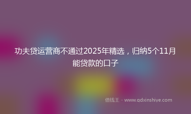 功夫贷运营商不通过2025年精选，归纳5个11月能贷款的口子