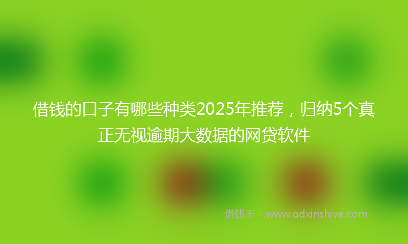 借钱的口子有哪些种类2025年推荐，归纳5个真正无视逾期大数据的网贷软件