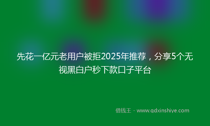 先花一亿元老用户被拒2025年推荐，分享5个无视黑白户秒下款口子平台