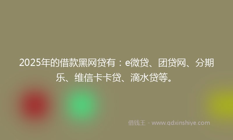 2025年的借款黑网贷有：e微贷、团贷网、分期乐、维信卡卡贷、滴水贷等。