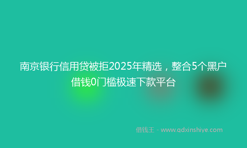 南京银行信用贷被拒2025年精选，整合5个黑户借钱0门槛极速下款平台