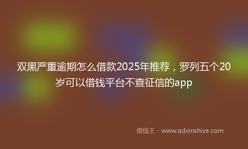 双黑严重逾期怎么借款2025年推荐，罗列五个20岁可以借钱平台不查征信的app