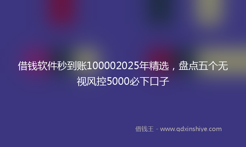 借钱软件秒到账100002025年精选，盘点五个无视风控5000必下口子