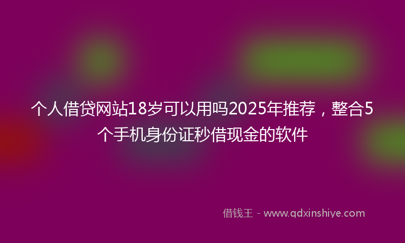 个人借贷网站18岁可以用吗2025年推荐，整合5个手机身份证秒借现金的软件