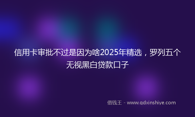 信用卡审批不过是因为啥2025年精选，罗列五个无视黑白贷款口子